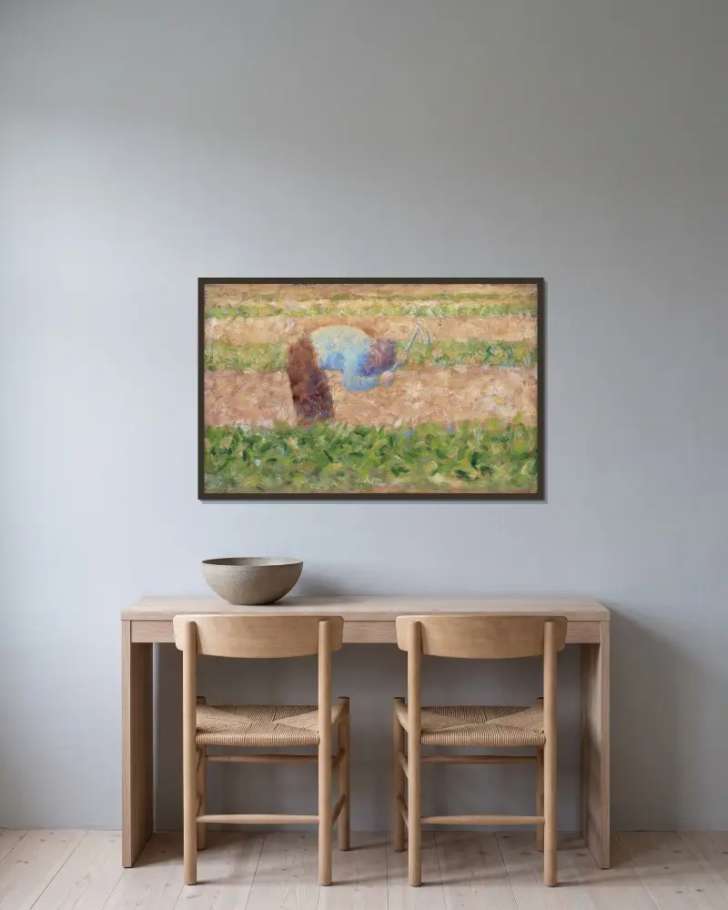 Mężczyzna z motyką, Georges Seurat w ramie na ścianie