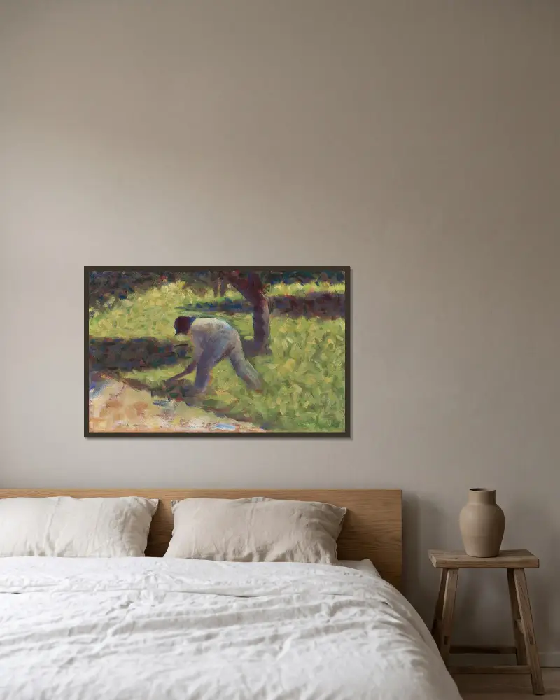 Sedlák s motykou, Georges Seurat v rámu na stěně