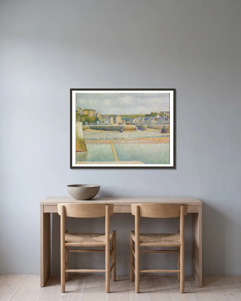 Port-en-Bessin, The Outer Harbor (Low Tide) av Georges Seurat inramad på en vägg