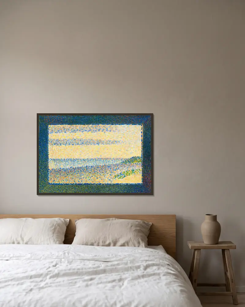 Hafenblick bei Gravelines von Georges Seurat gerahmt an einer Wand