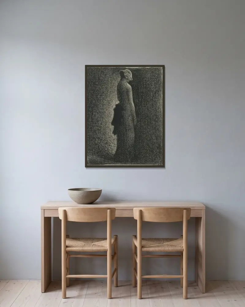Černá stuha, Georges Seurat v rámu na stěně