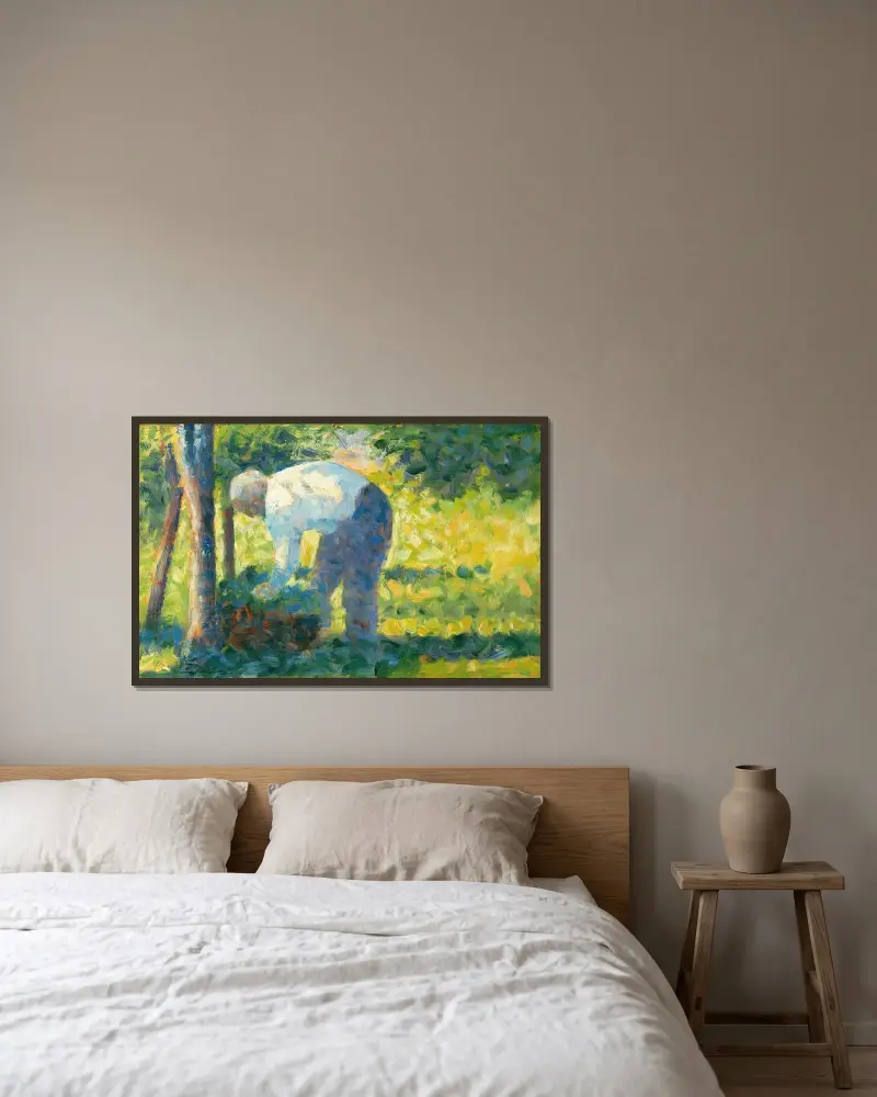 Der Gärtner von Georges Seurat gerahmt an einer Wand