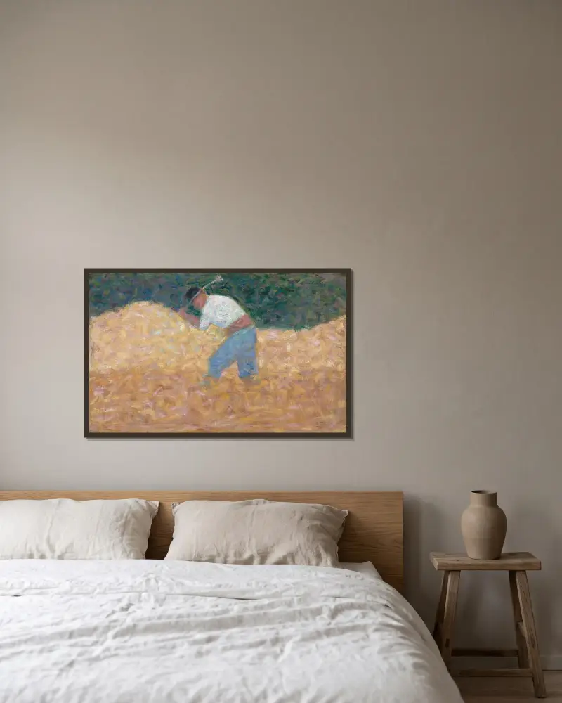 Der Steinklopfer von Georges Seurat gerahmt an einer Wand