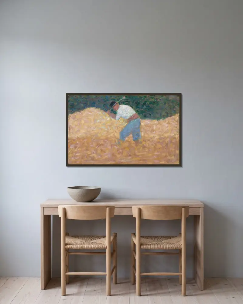 Der Steinklopfer von Georges Seurat gerahmt an einer Wand