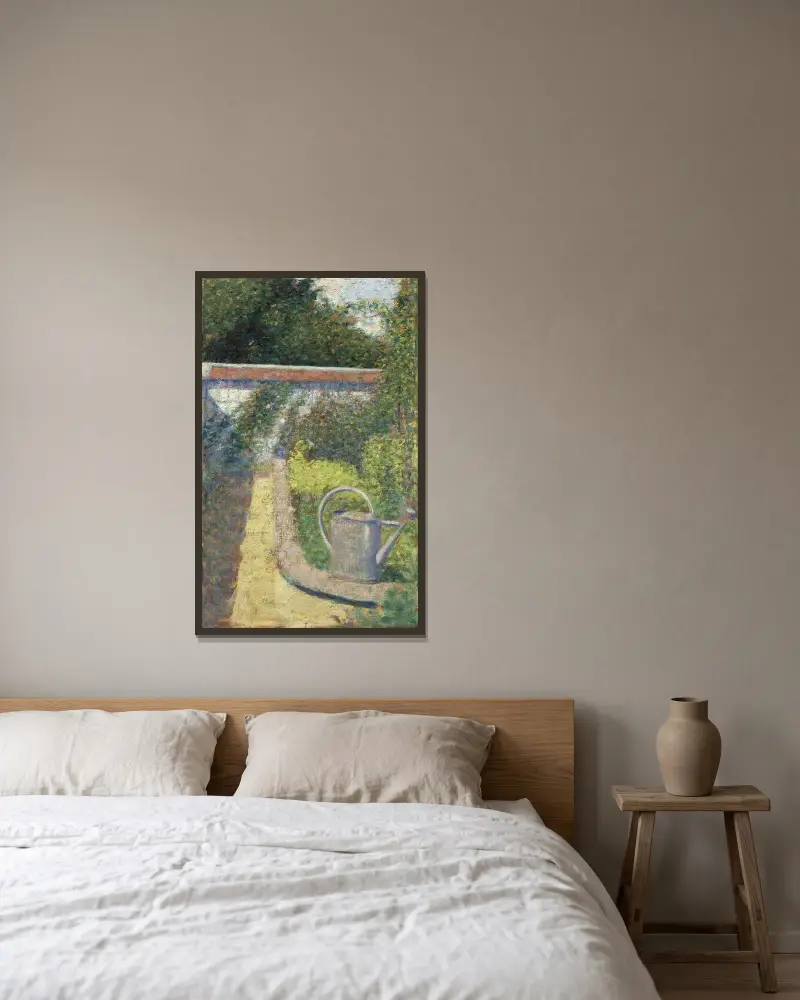 Vattenkannan – trädgården vid Le Raincy av Georges Seurat inramad på en vägg