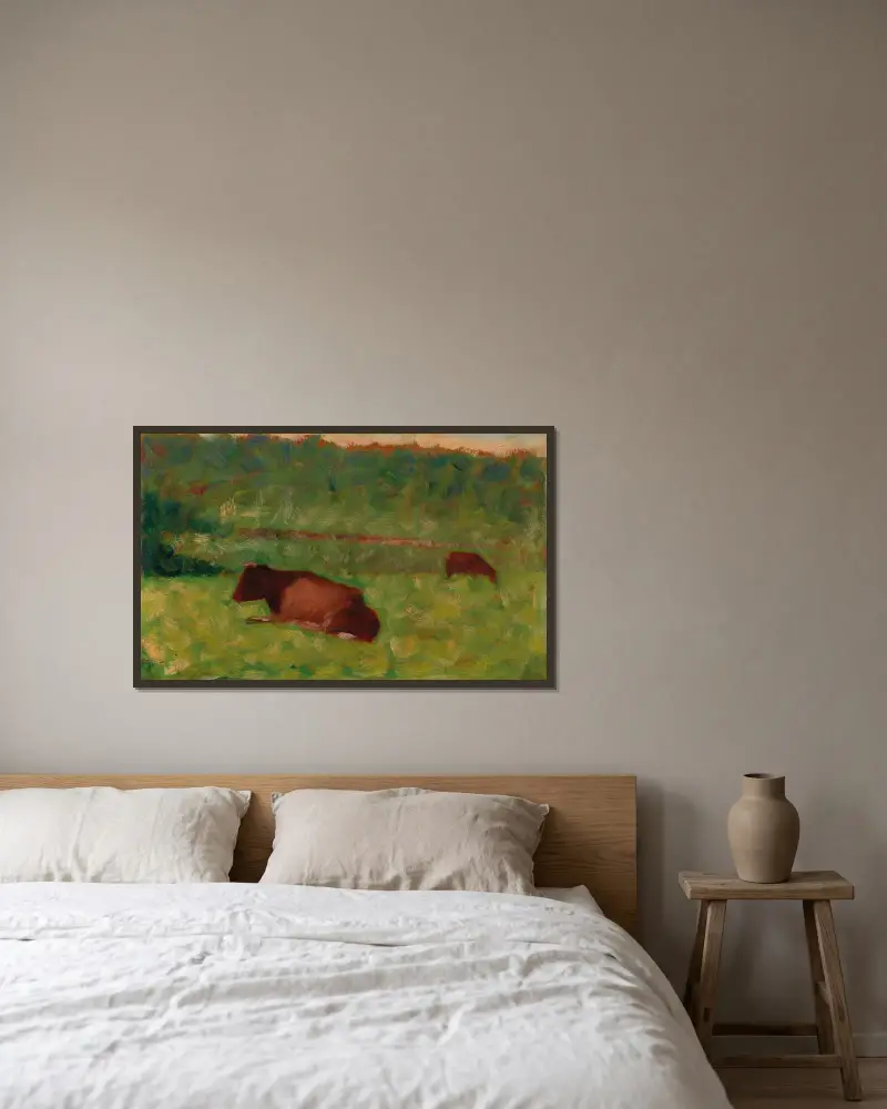 Kühe auf einer Weide, 1883 – Nr. 2 von Georges Seurat gerahmt an einer Wand