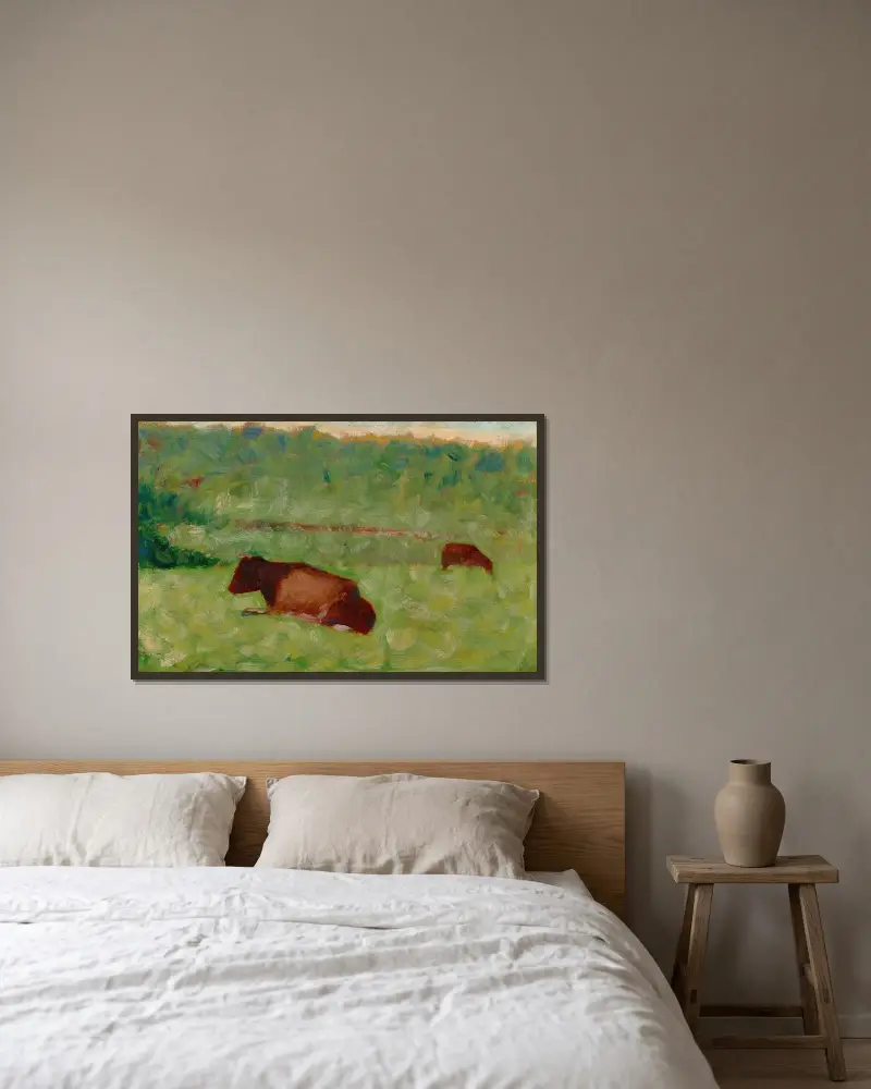 Kühe auf einer Weide, 1883 – Nr. 1 von Georges Seurat gerahmt an einer Wand