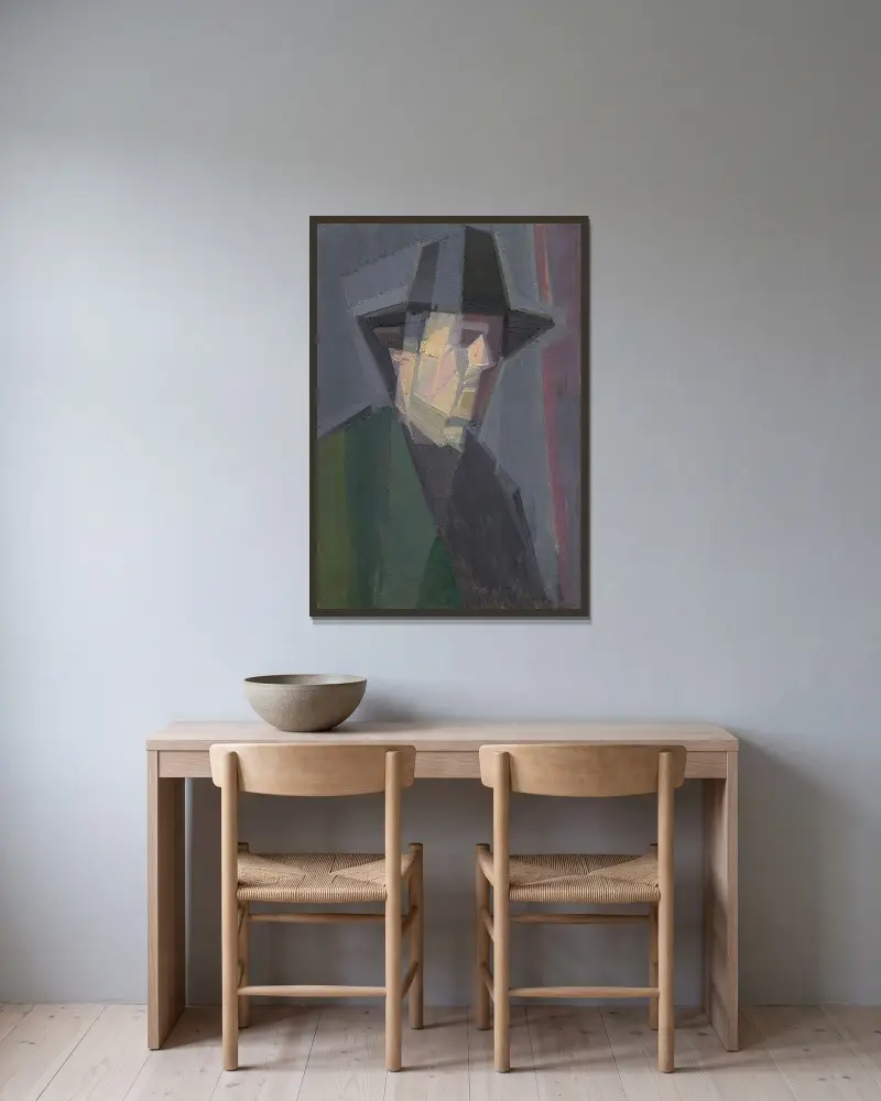 Självporträtt av Georges Valmier inramad på en vägg