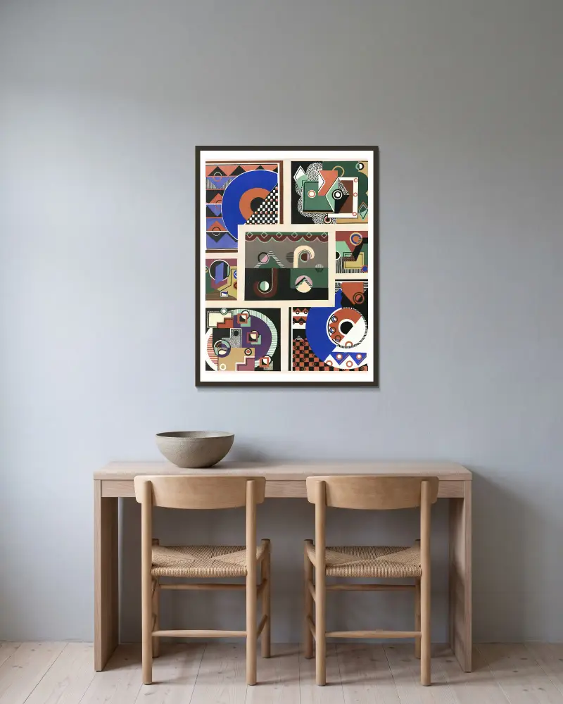 Collection decors et couleurs Pl.02 av Georges Valmier inramad på en vägg