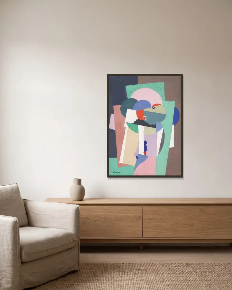 Composition (No. 7888) av Georges Valmier inramad på en vägg