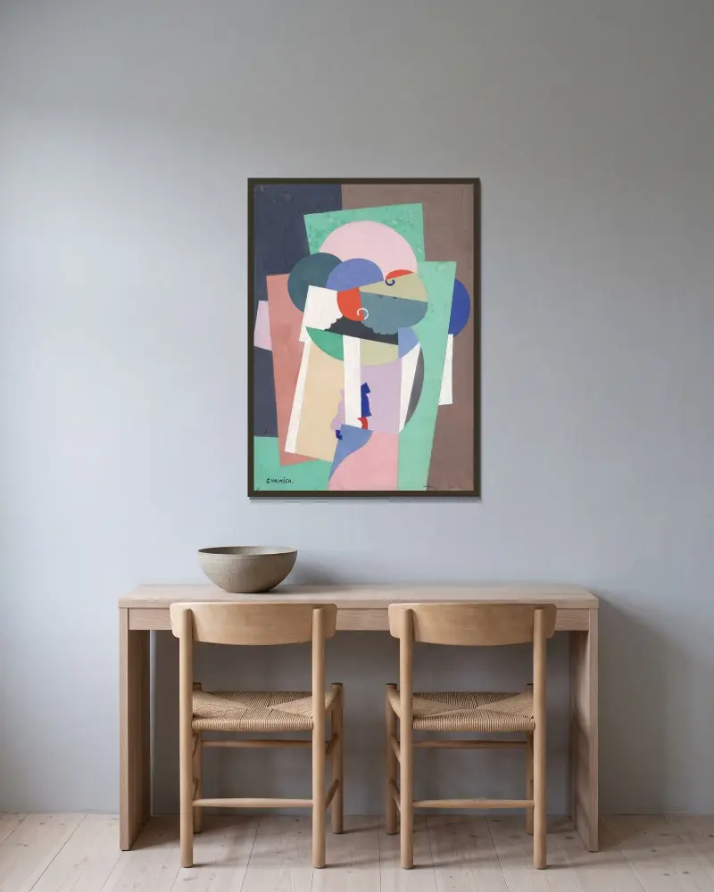 Composition (No. 7888) av Georges Valmier inramad på en vägg