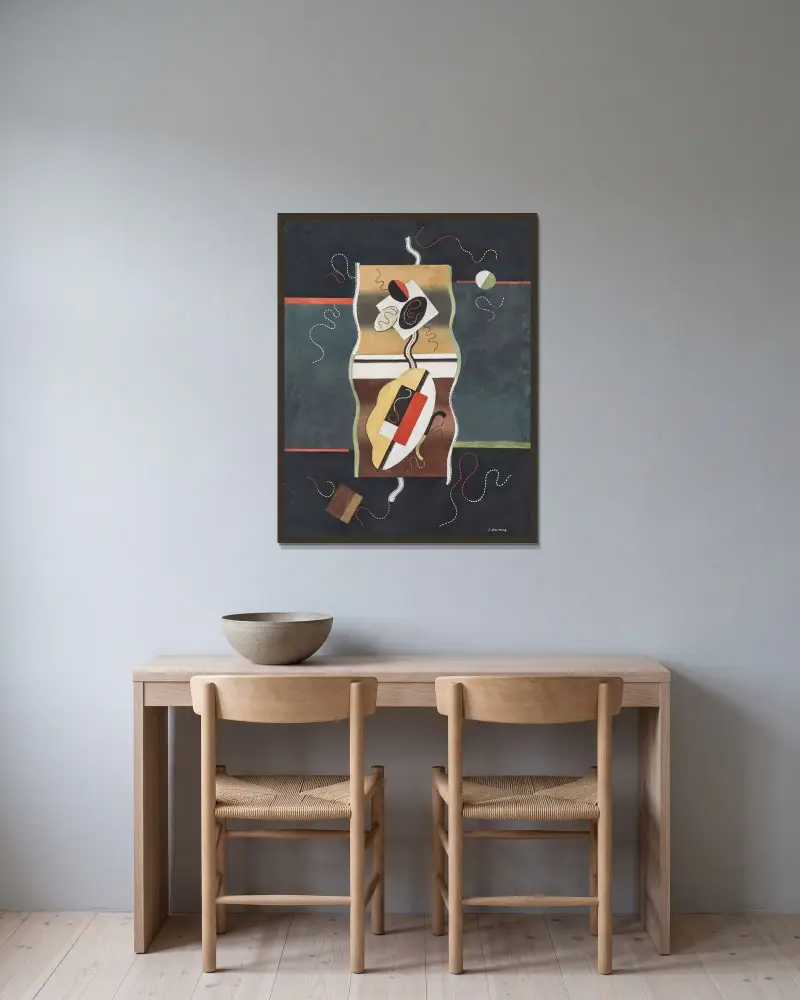 Abstrakt komposition av Georges Valmier inramad på en vägg