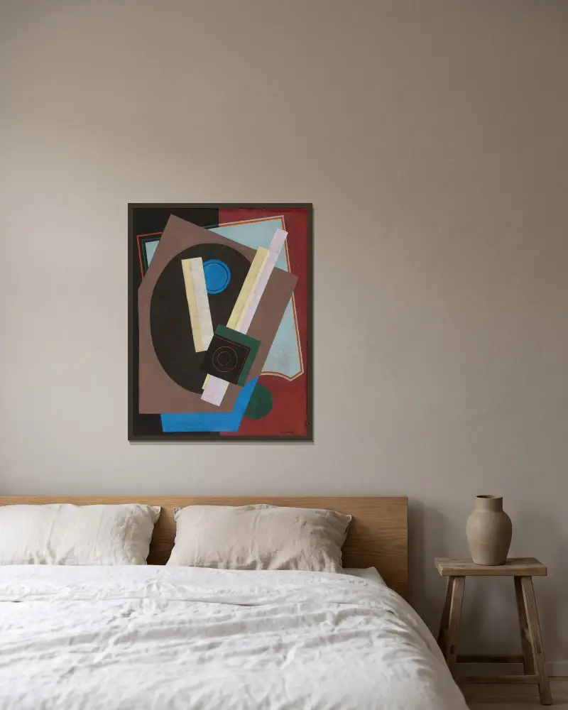 Komposition, dekorativt motiv av Georges Valmier inramad på en vägg