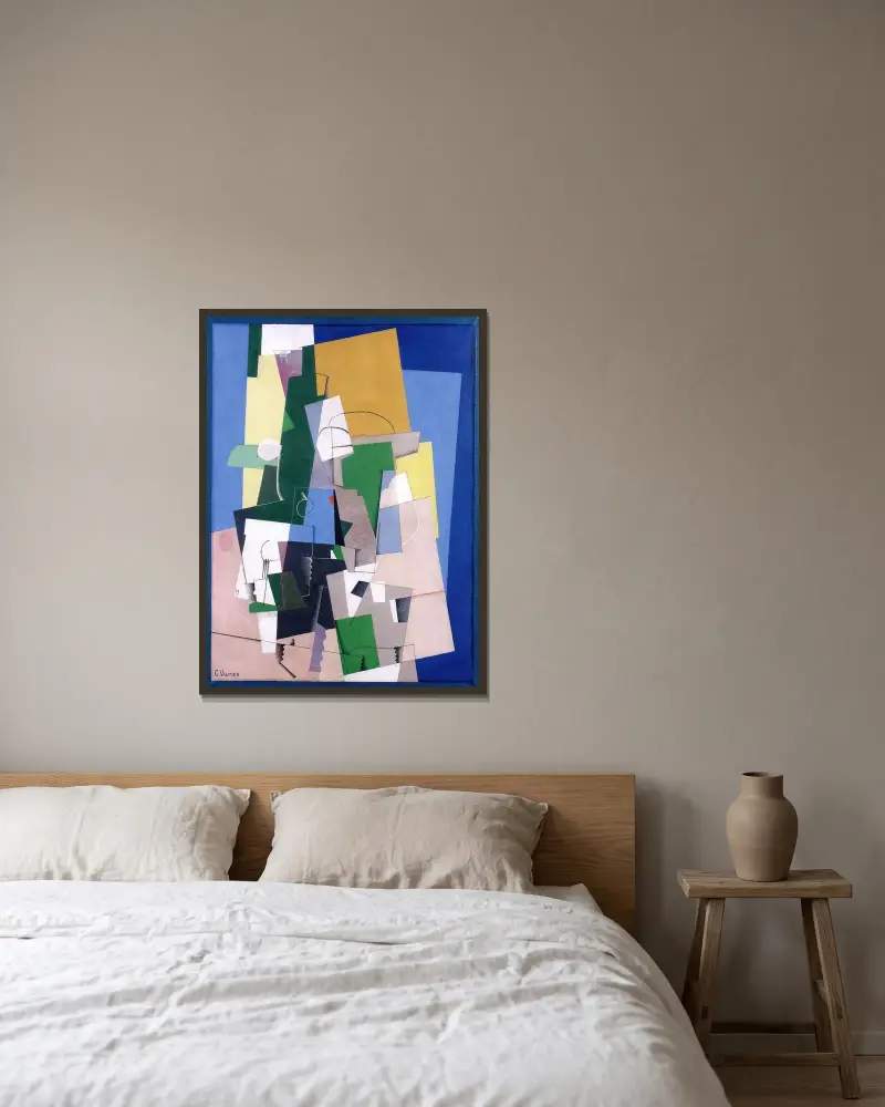 Kubistisk komposition av Georges Valmier inramad på en vägg