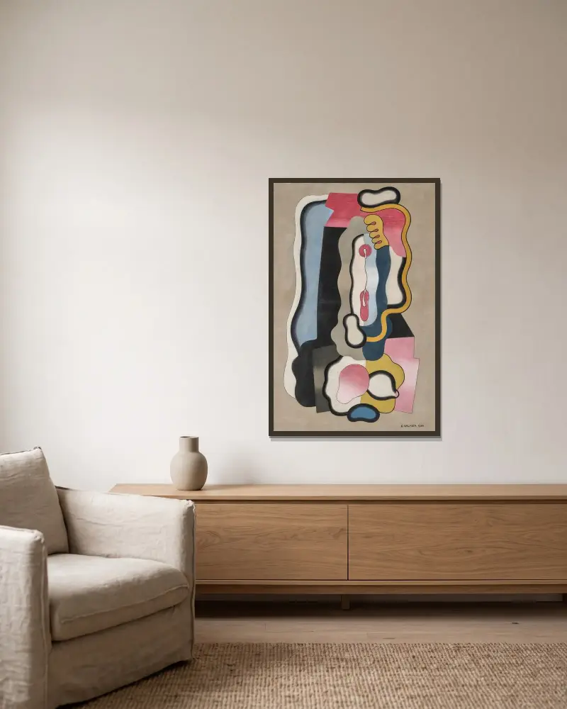 Figur av Georges Valmier inramad på en vägg