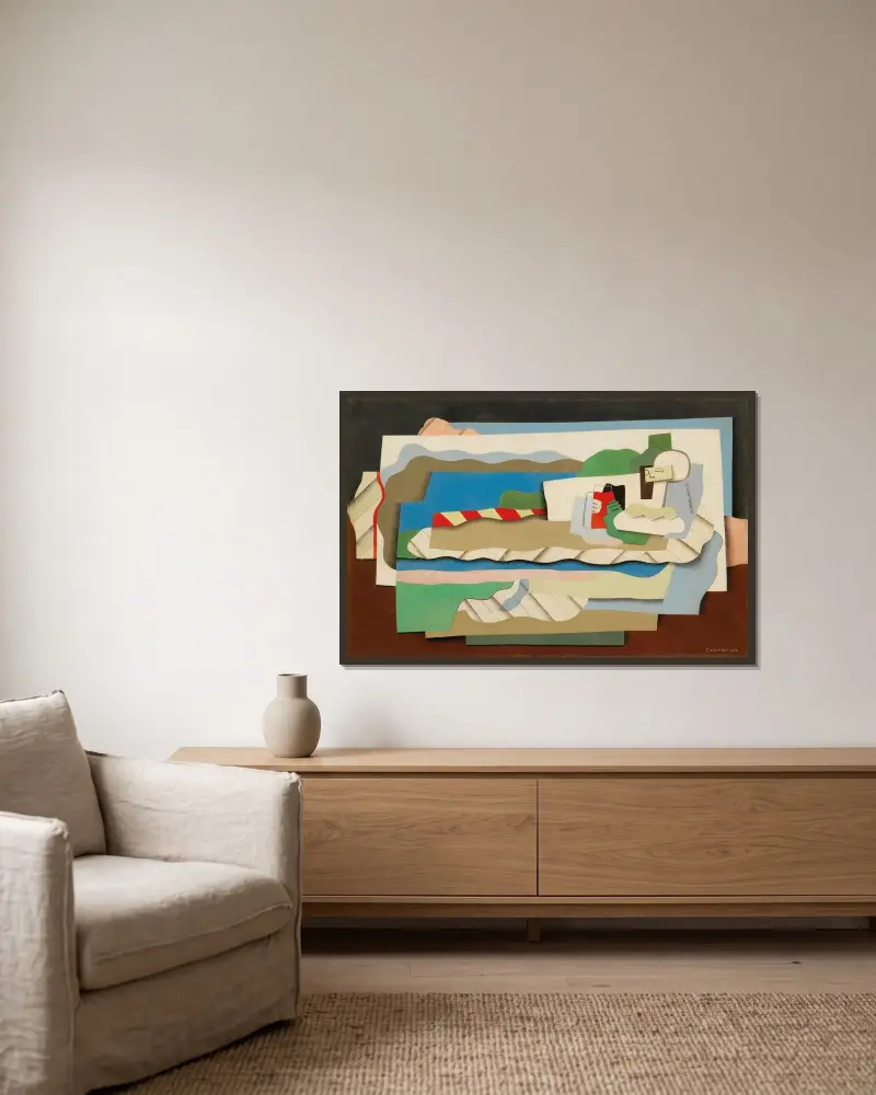 Liggande flicka av Georges Valmier inramad på en vägg