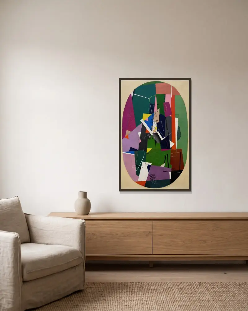 Fugue av Georges Valmier inramad på en vägg