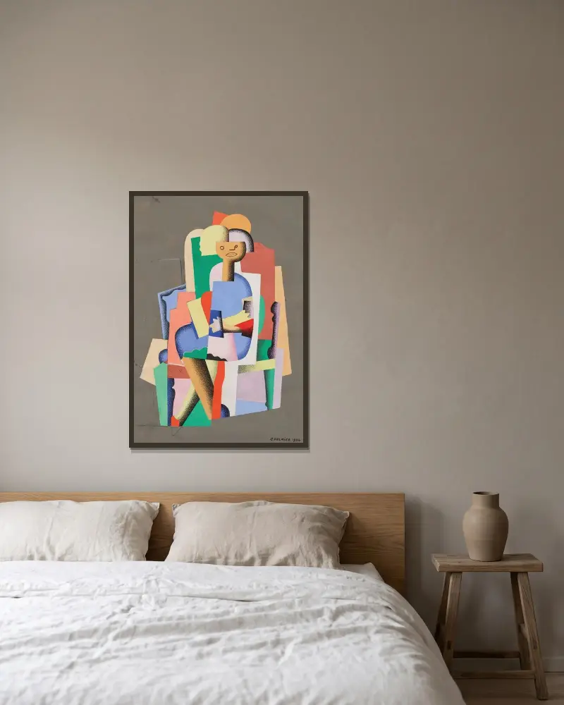 Sittande ung flicka av Georges Valmier inramad på en vägg