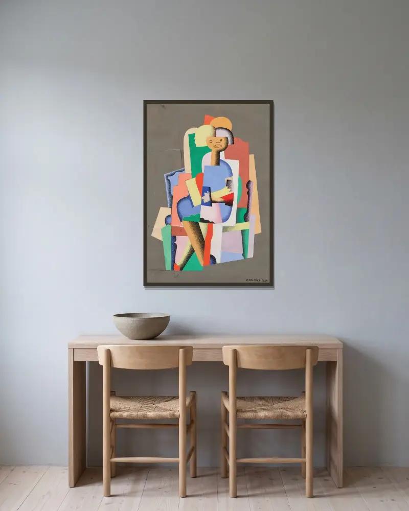 Sittande ung flicka av Georges Valmier inramad på en vägg