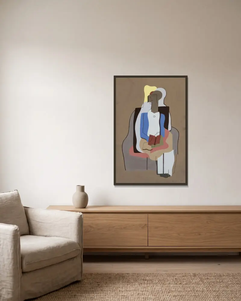 Sittande ung kvinna av Georges Valmier inramad på en vägg