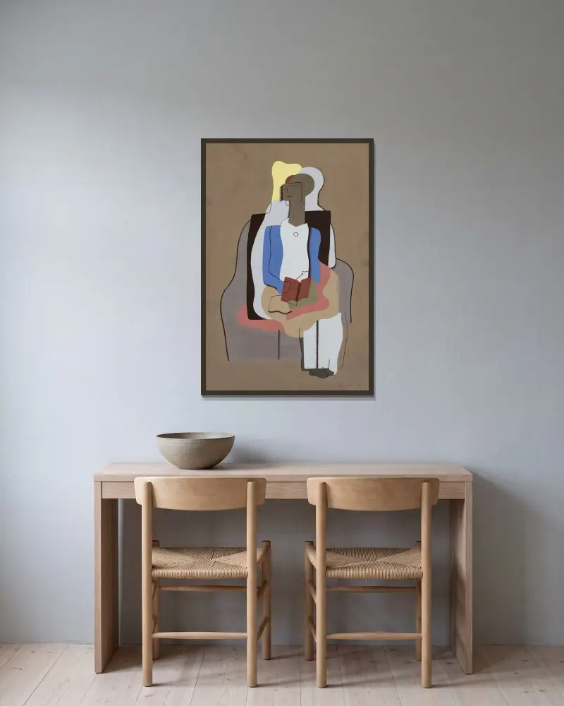 Sittande ung kvinna av Georges Valmier inramad på en vägg