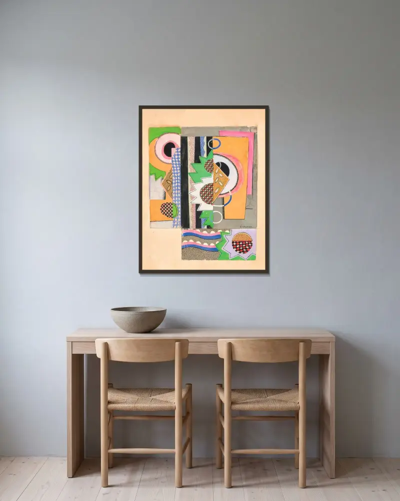 Motif décoratif av Georges Valmier inramad på en vägg