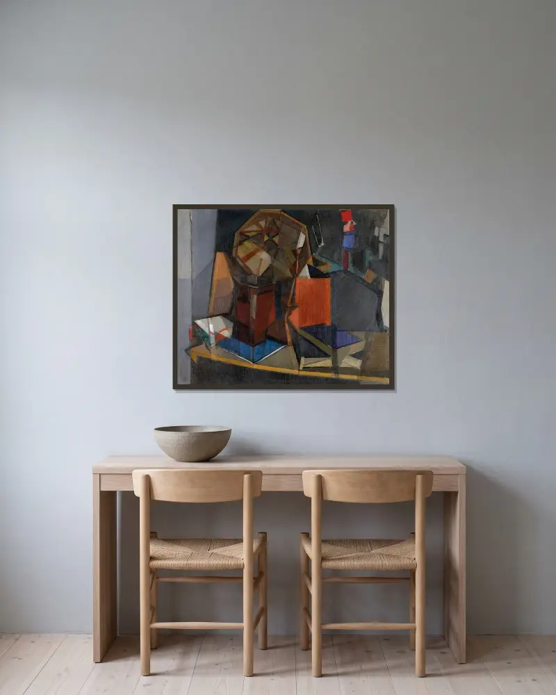 Stilleben med leksaker av Georges Valmier inramad på en vägg