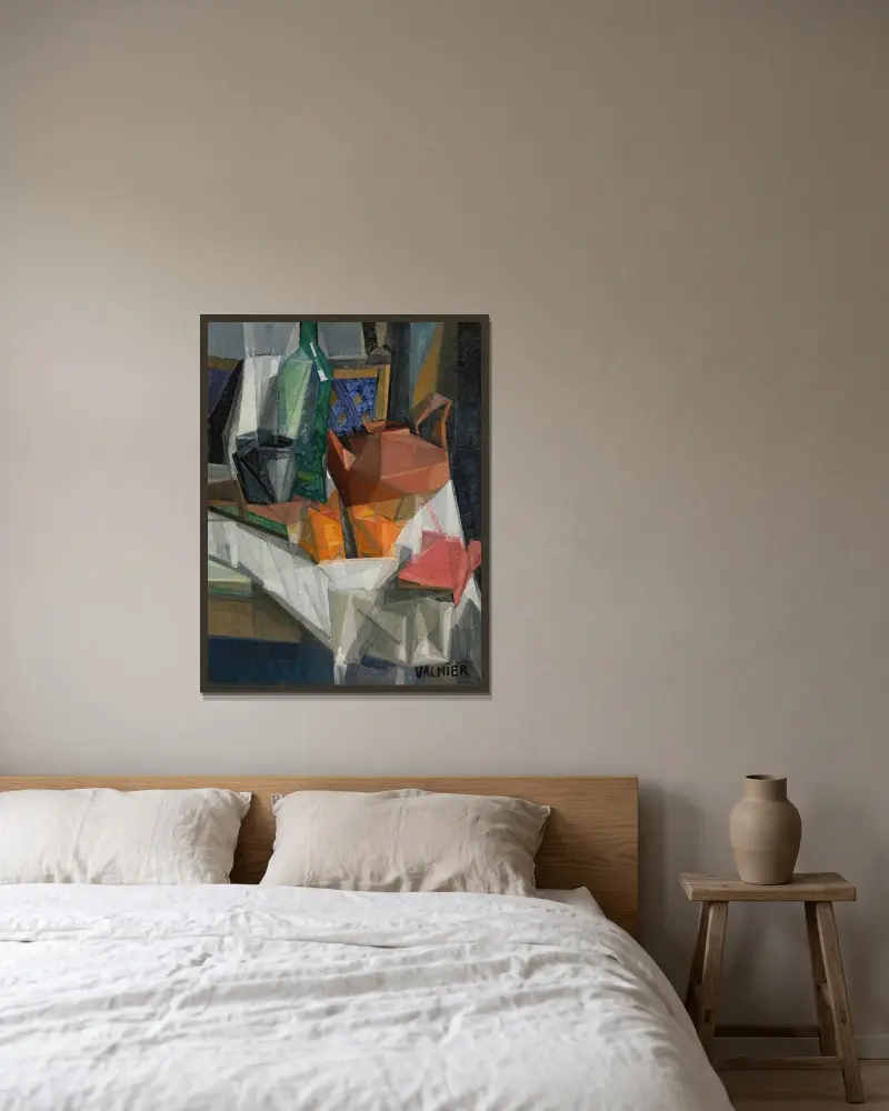Stilleben nr 3 av Georges Valmier inramad på en vägg