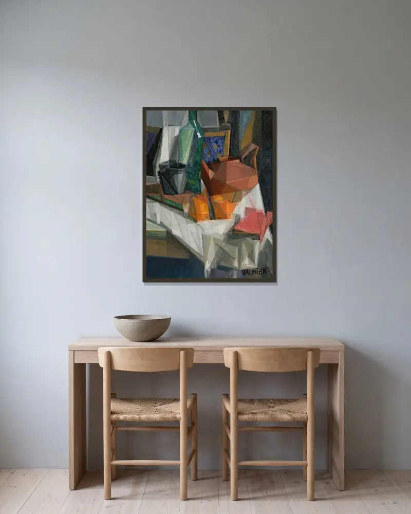 Stilleben nr 3 av Georges Valmier inramad på en vägg