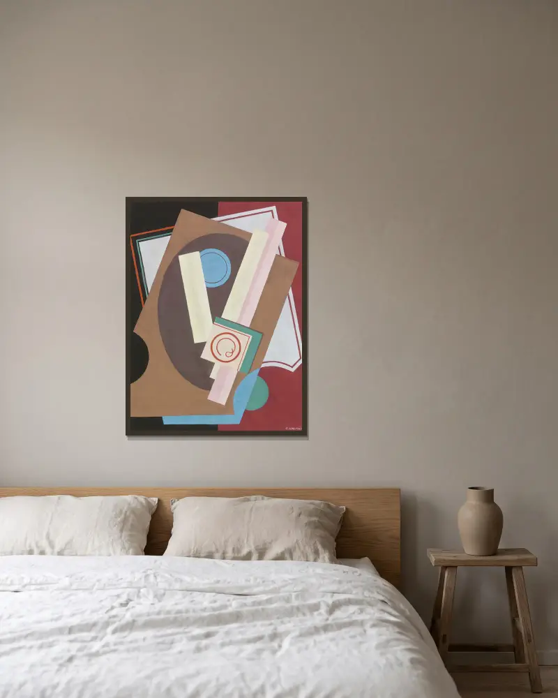 Stillleben, 1925 von Georges Valmier gerahmt an einer Wand