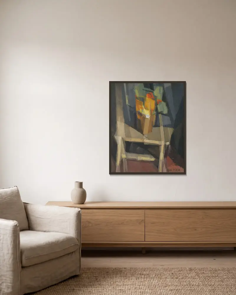 Stilleben på ett bord av Georges Valmier inramad på en vägg
