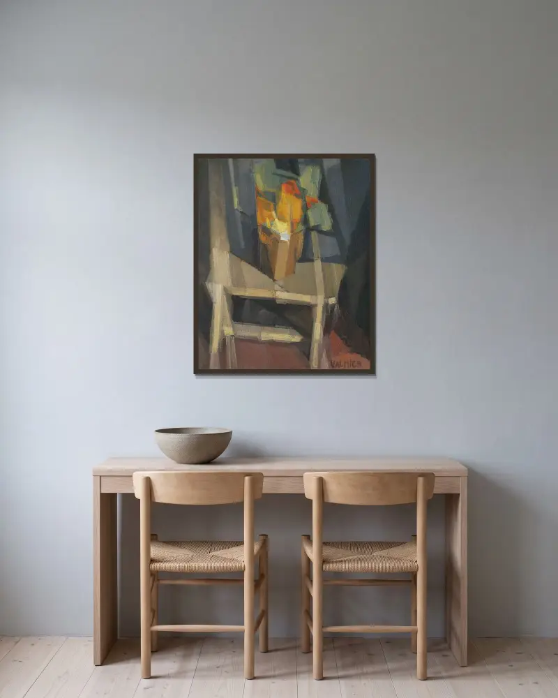 Stilleben på ett bord av Georges Valmier inramad på en vägg
