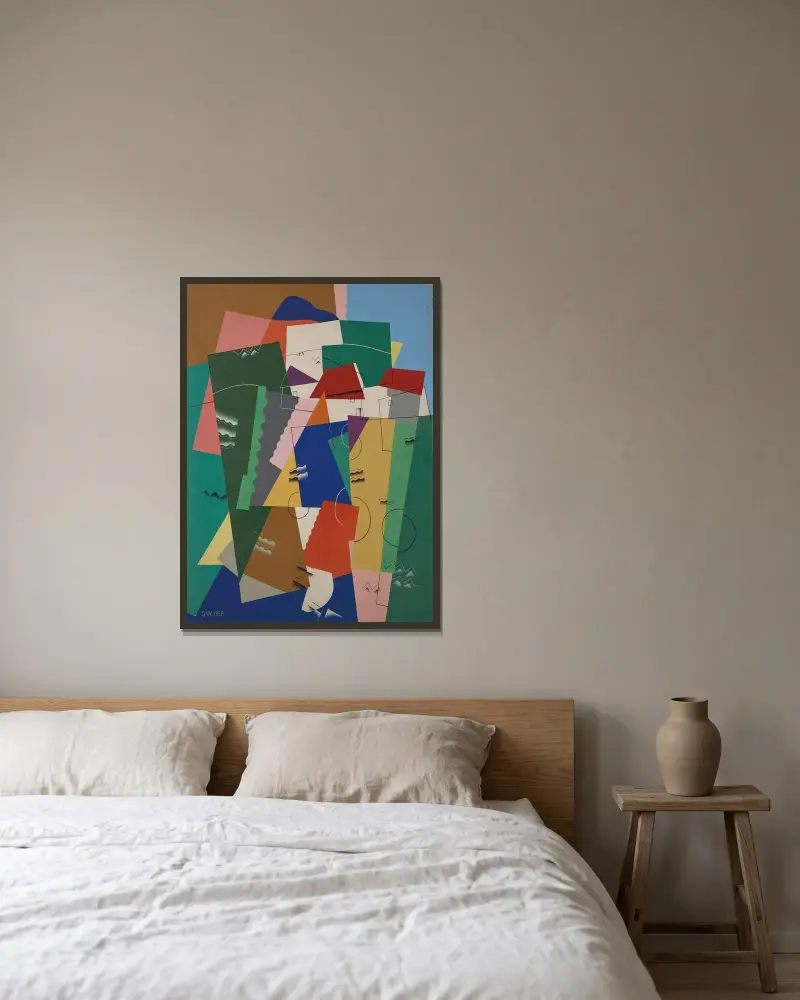 Landskap av Georges Valmier inramad på en vägg