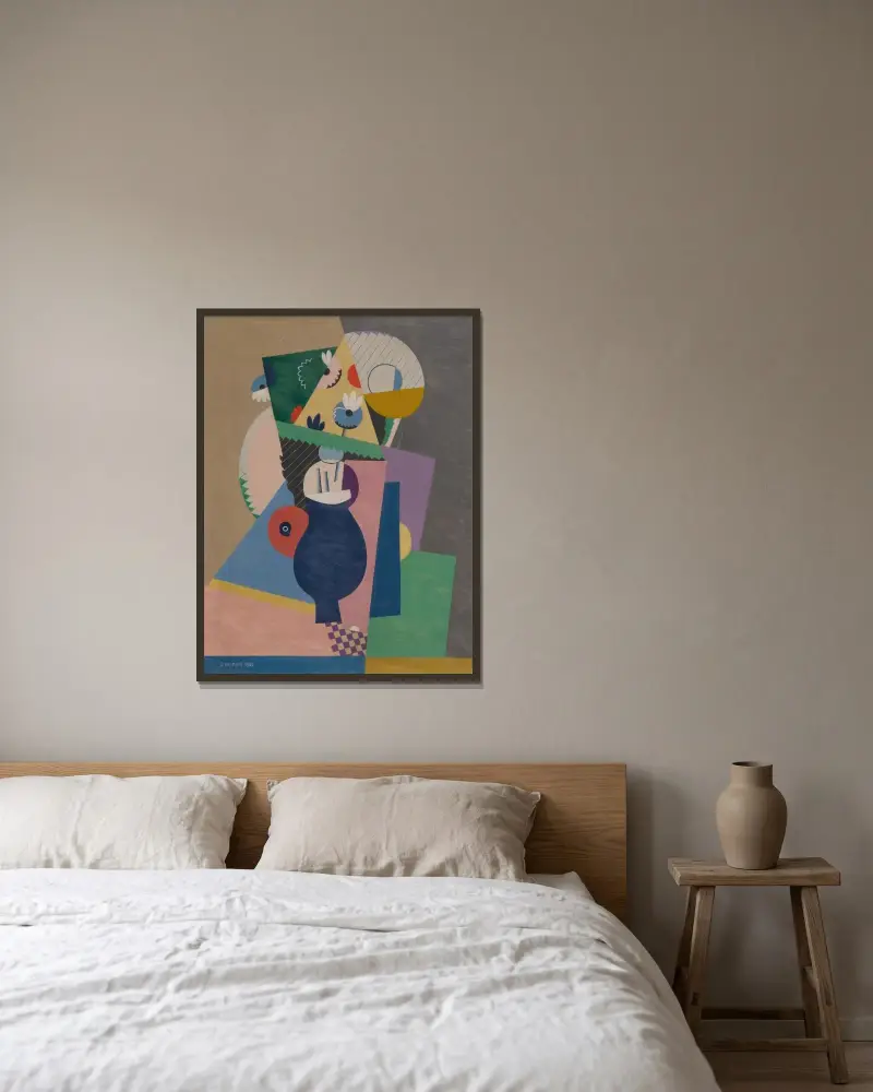 Blomkruka av Georges Valmier inramad på en vägg