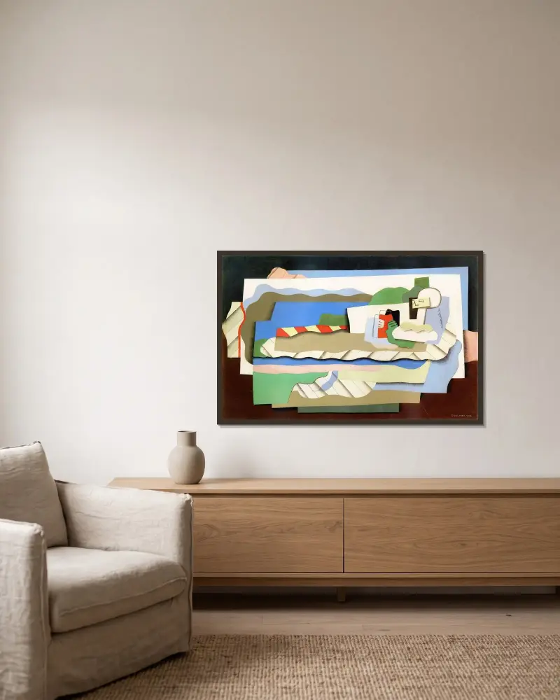Liggande flicka av Georges Valmier inramad på en vägg