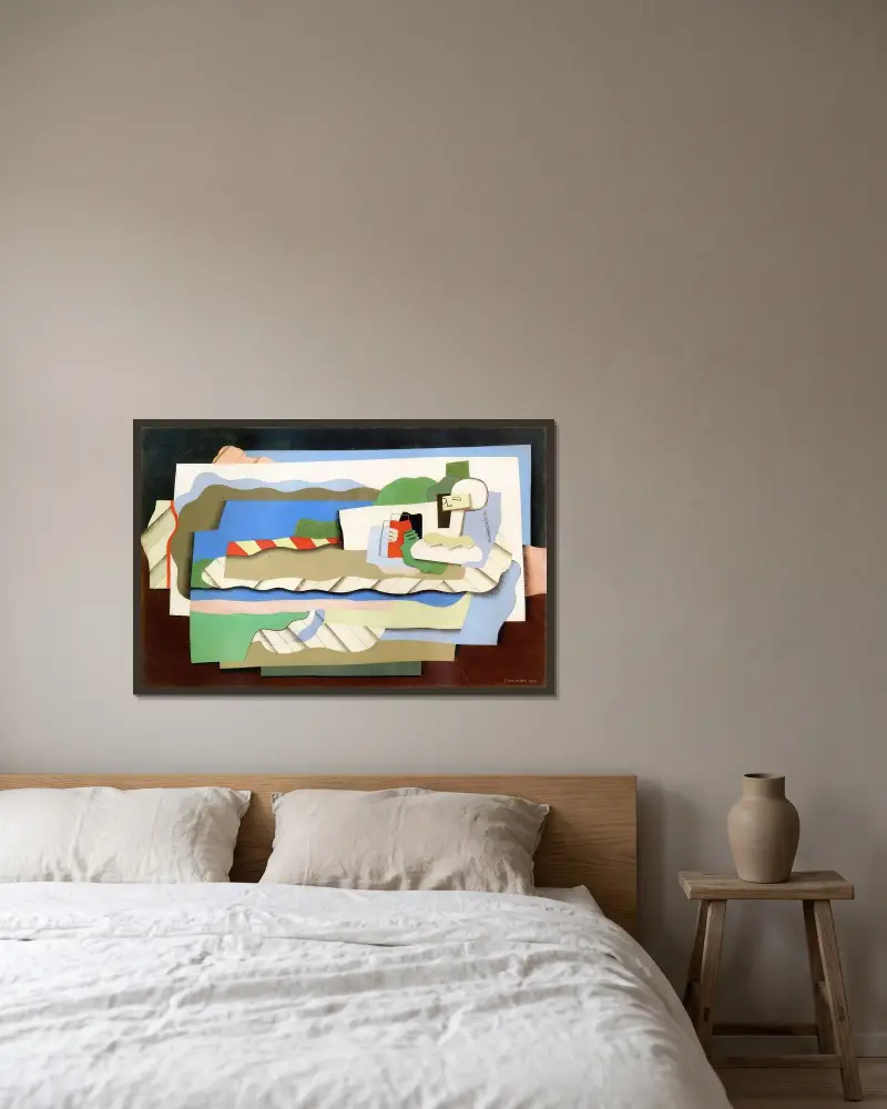 Liggande flicka av Georges Valmier inramad på en vägg