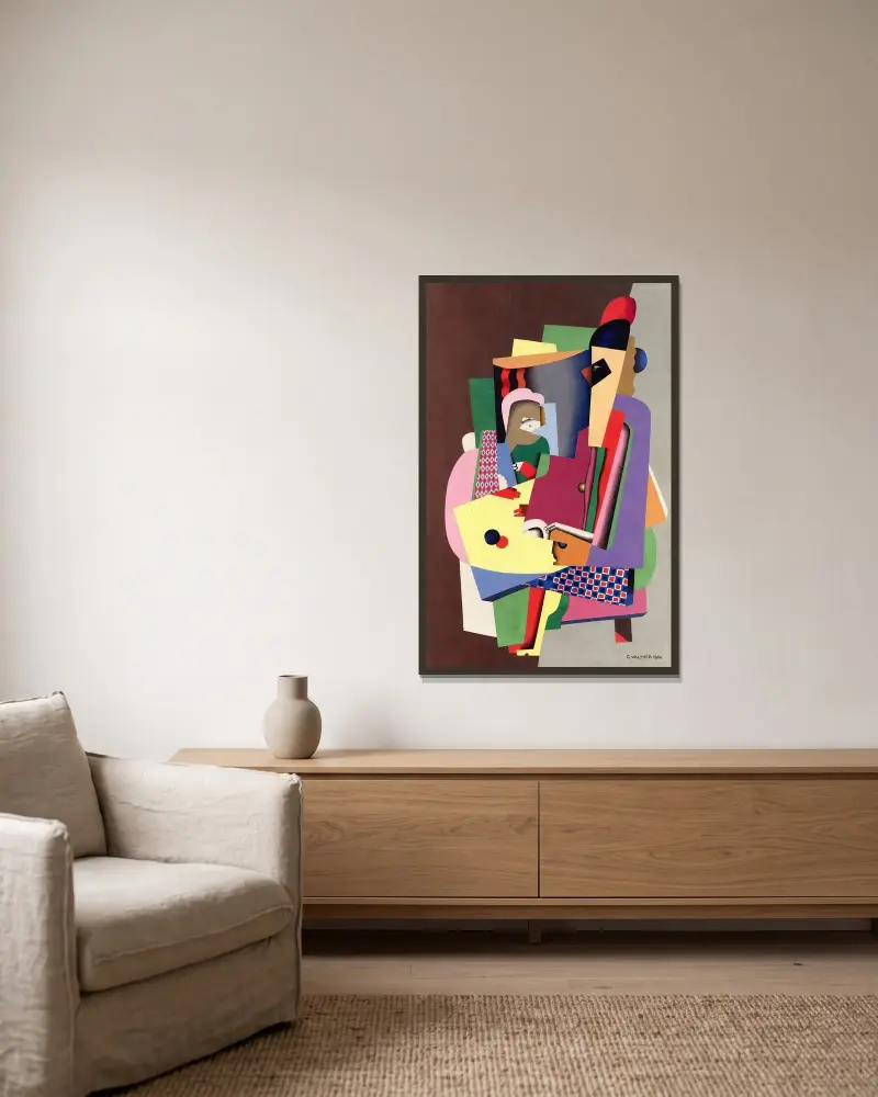 Pianolektionen av Georges Valmier inramad på en vägg