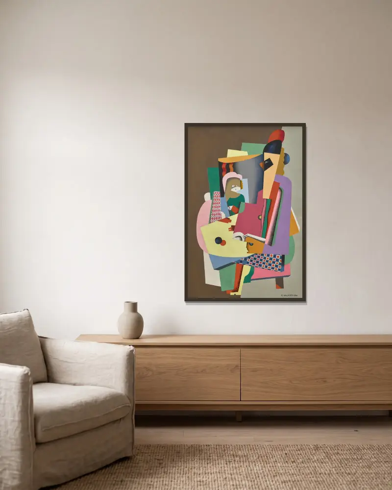 Die Klavierstunde von Georges Valmier gerahmt an einer Wand