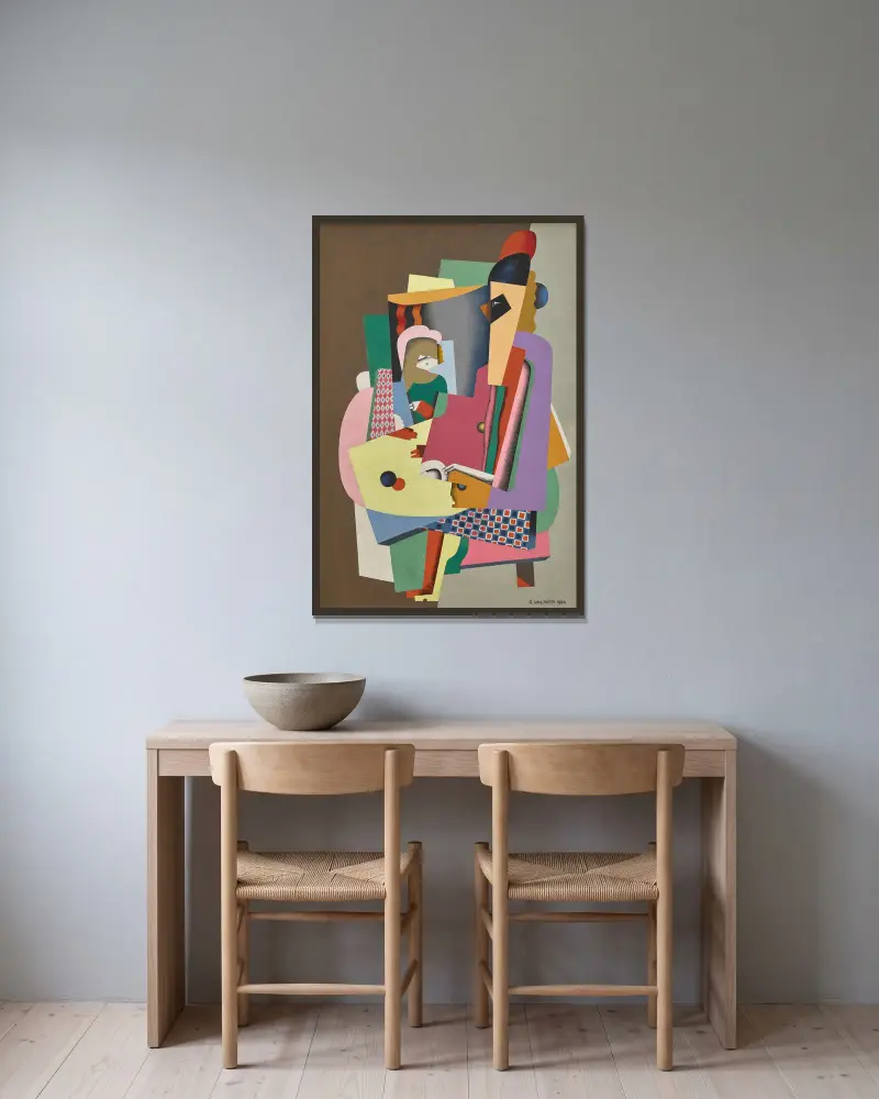 Die Klavierstunde von Georges Valmier gerahmt an einer Wand