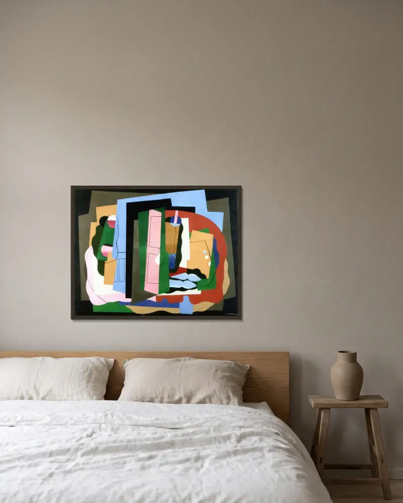 Den rosa dörren av Georges Valmier inramad på en vägg