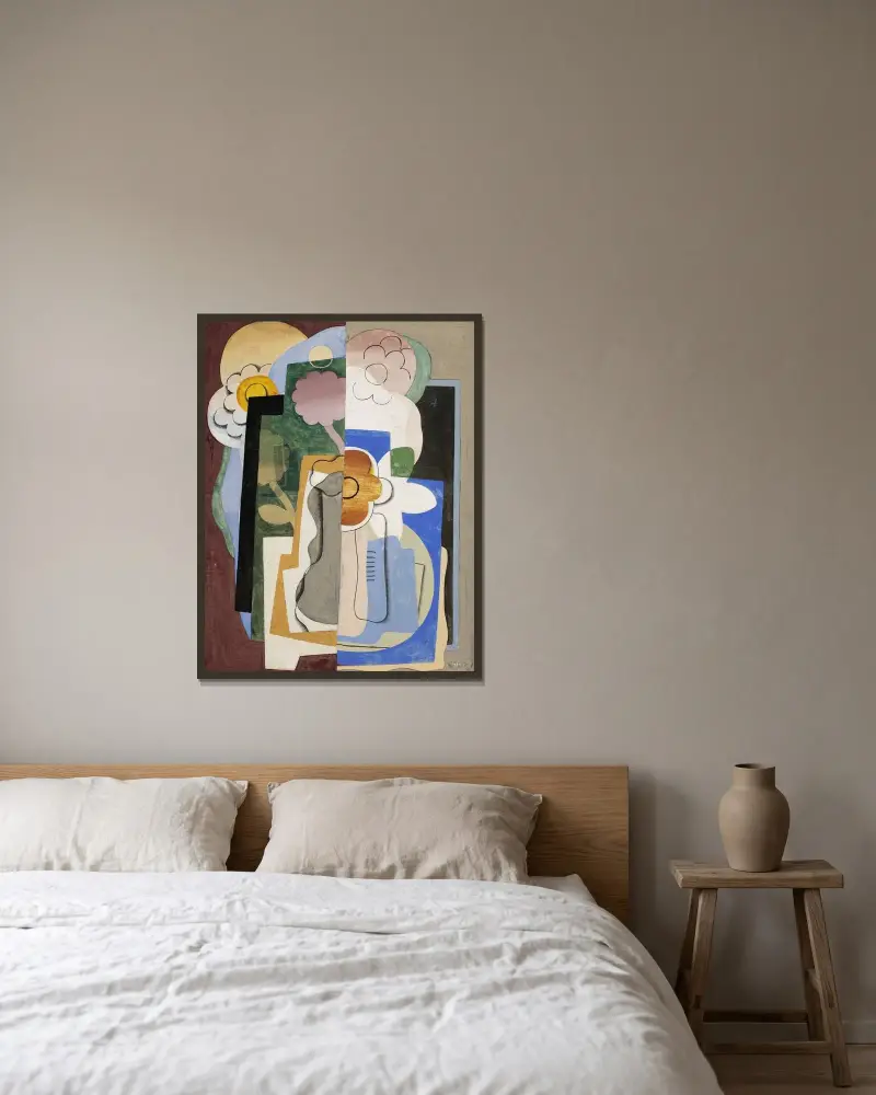 Blomvas av Georges Valmier inramad på en vägg