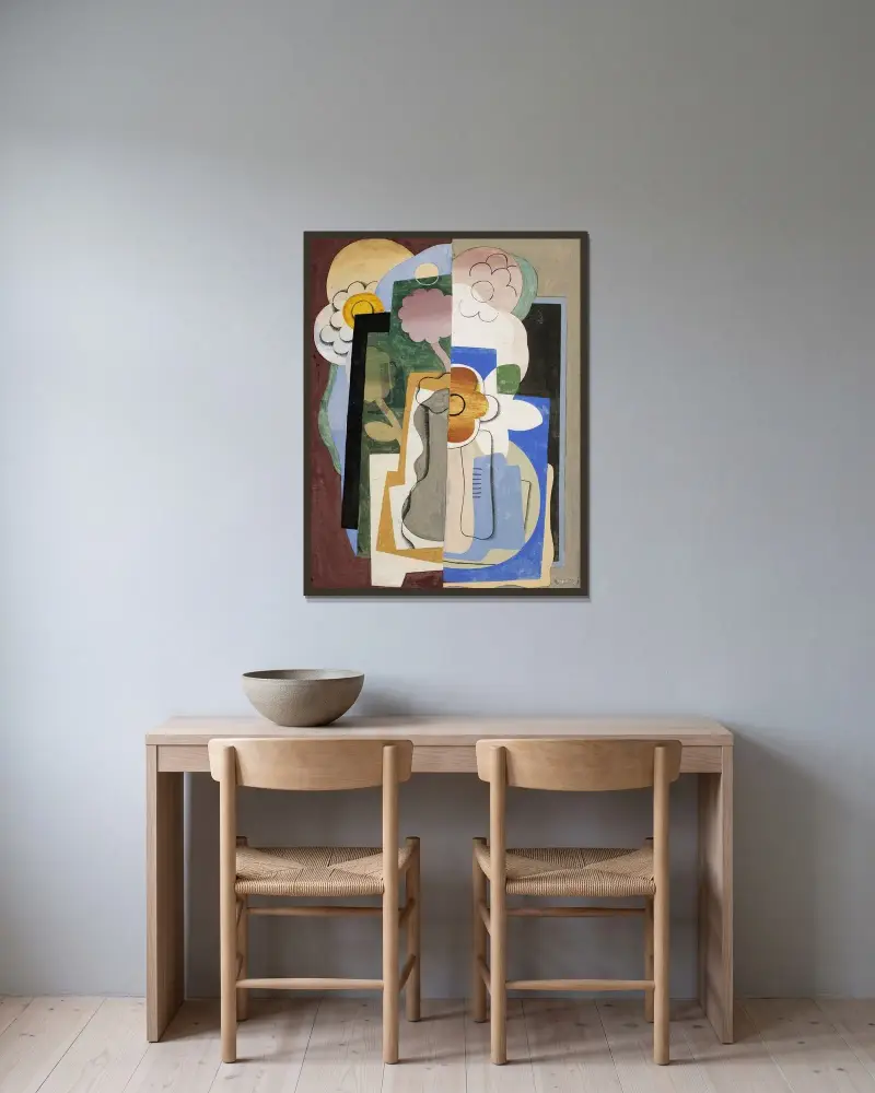 Blomvas av Georges Valmier inramad på en vägg