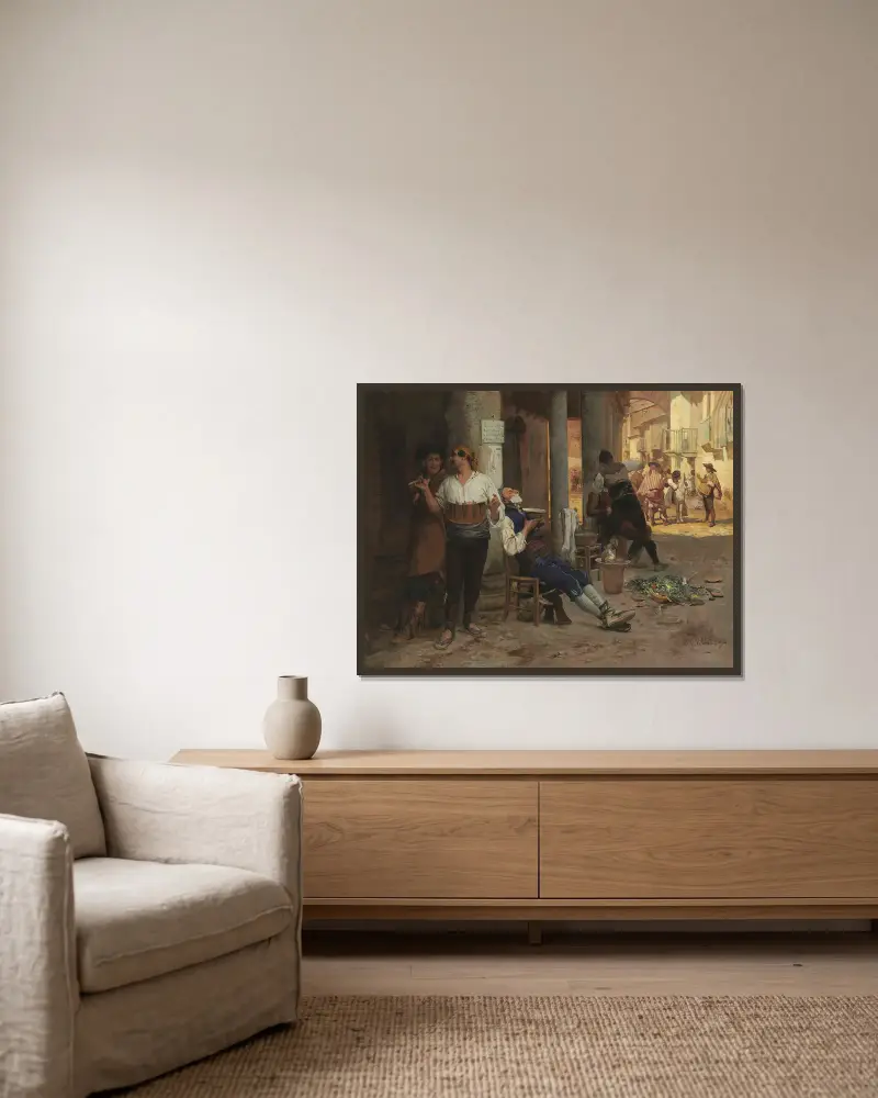 Wędrowny fryzjer, Hiszpania, Jehan Georges Vibert w ramie na ścianie