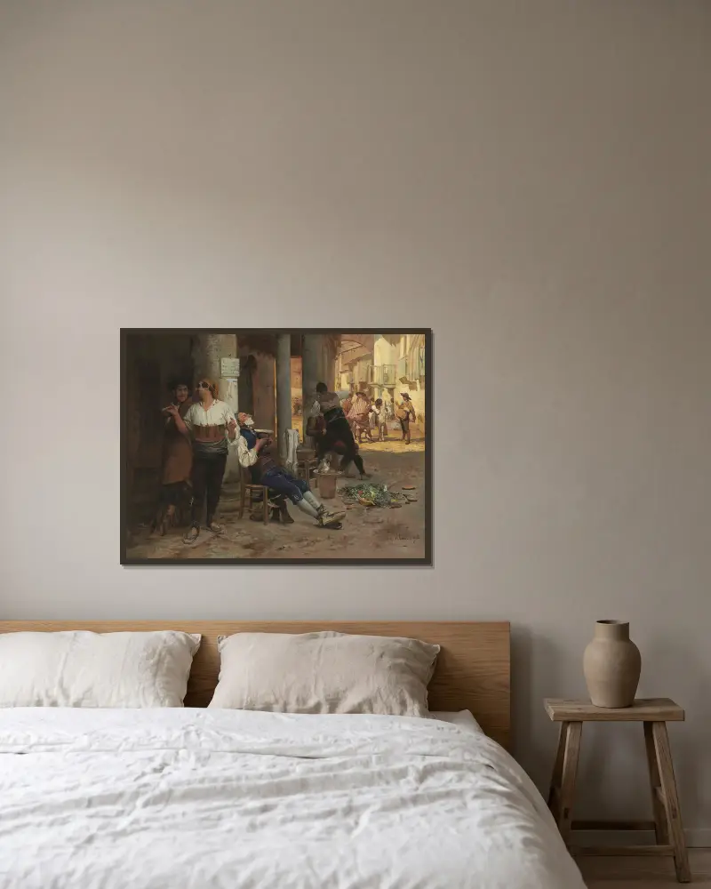 Wędrowny fryzjer, Hiszpania, Jehan Georges Vibert w ramie na ścianie