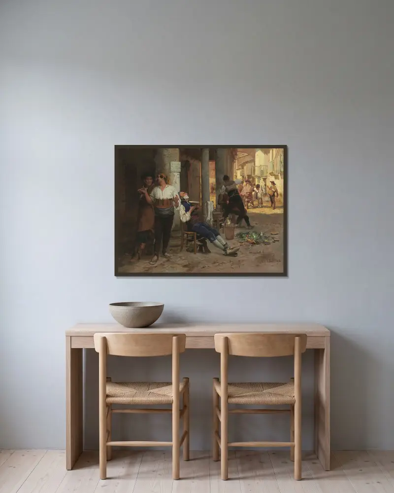 Wędrowny fryzjer, Hiszpania, Jehan Georges Vibert w ramie na ścianie