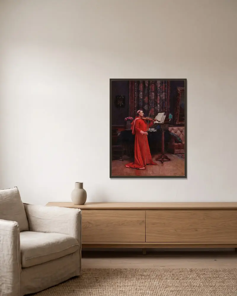 Duo d’Amour av Jehan Georges Vibert inramad på en vägg