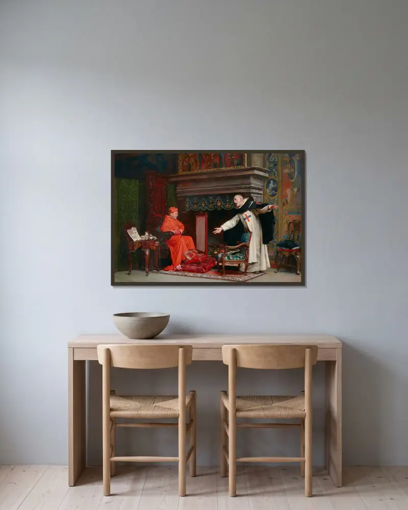 Volba kazatele (Konkurz), Jehan Georges Vibert v rámu na stěně