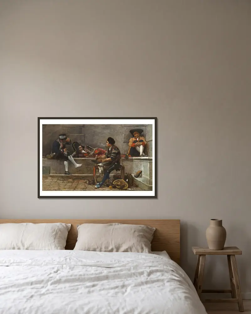 Provizorní opravy, Jehan Georges Vibert v rámu na stěně
