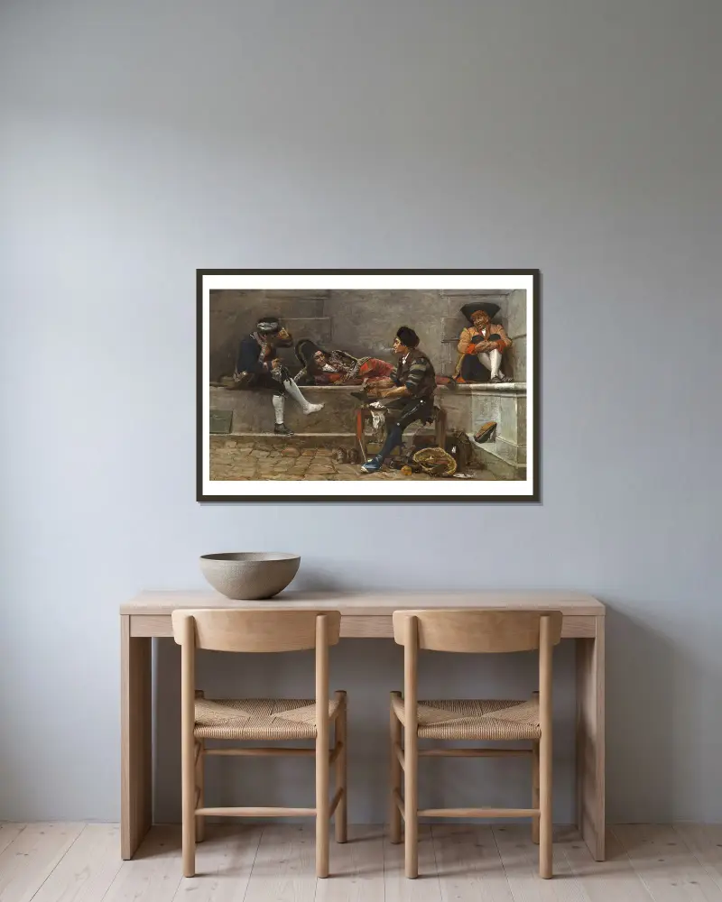 Provizorní opravy, Jehan Georges Vibert v rámu na stěně