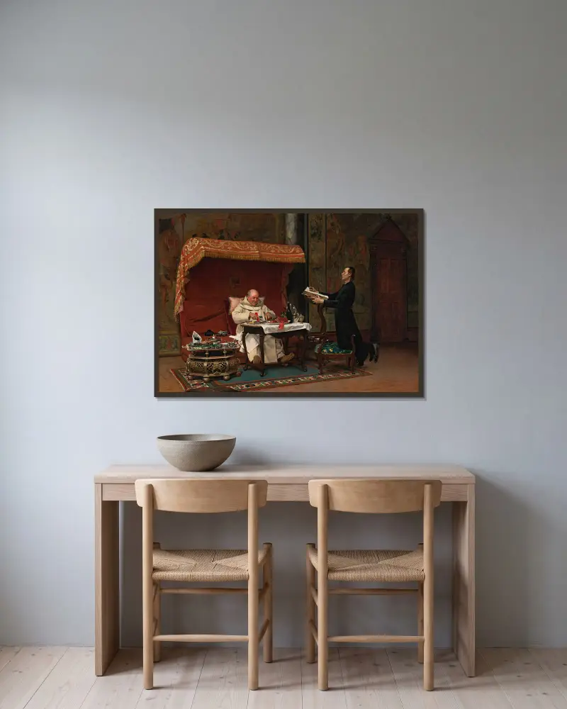 Kanonikova večeře, Jehan Georges Vibert v rámu na stěně